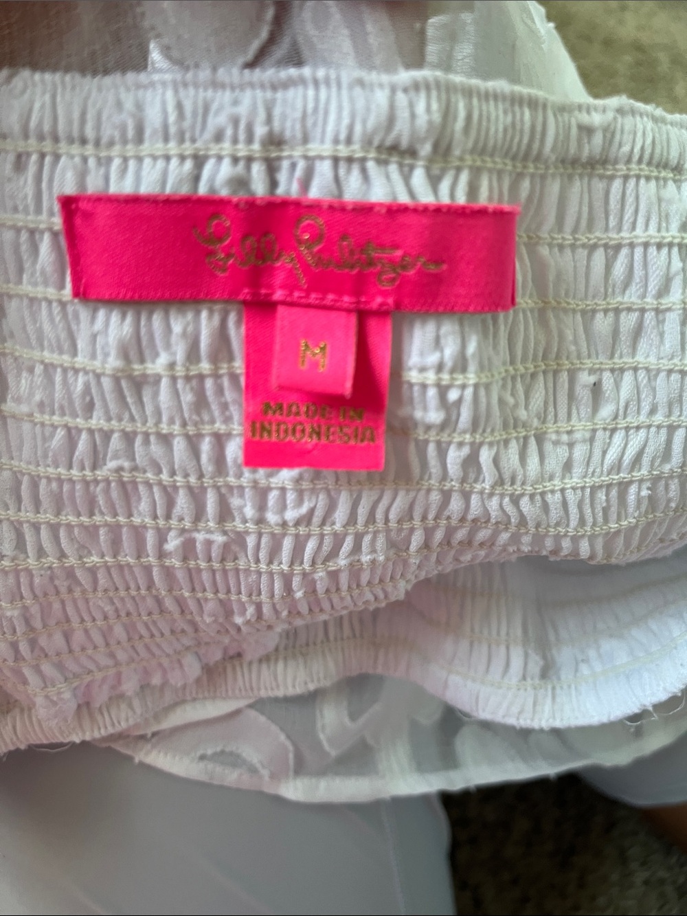 Lilly Pulitzer White Smocked Tiered Swim Coverup - Picture 3 of 4